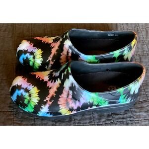 Crocs Neria Pro II Graphic Work Clogs Womens Tie Dye Black Slip Resistant Shoes